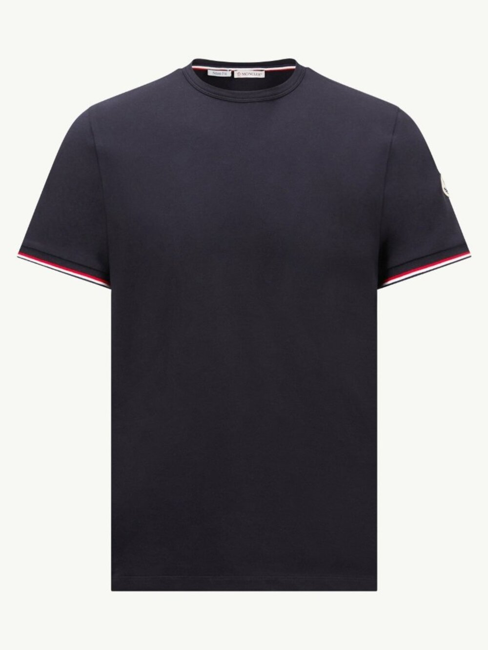 Moncler Maglia T-Shirt Navy Tricolor Trim Slim Fit M